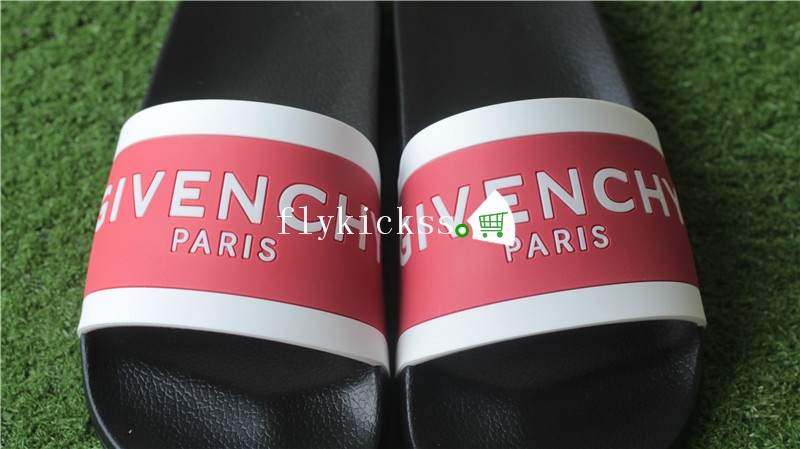 Givenchy Logo Rubber Slides Red Black